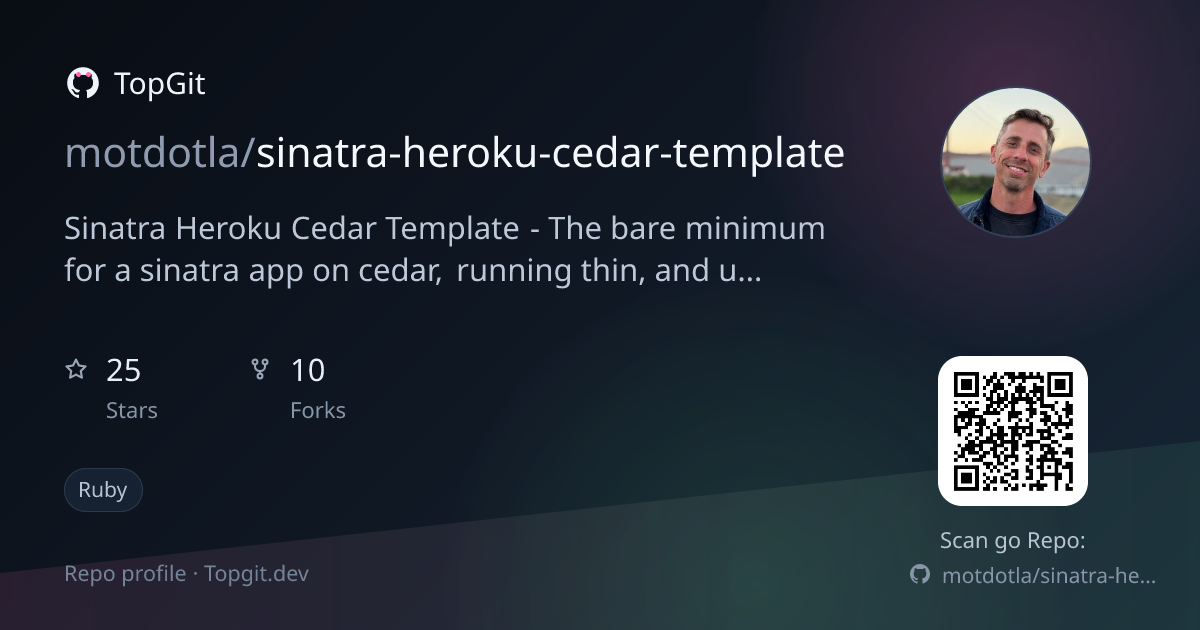 TopGit repo profile image for motdotla/sinatra-heroku-cedar-template