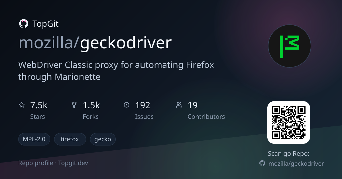 TopGit repo profile image for mozilla/geckodriver
