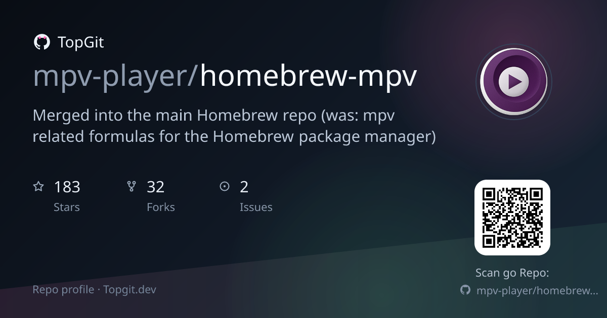 TopGit repo profile image for mpv-player/homebrew-mpv