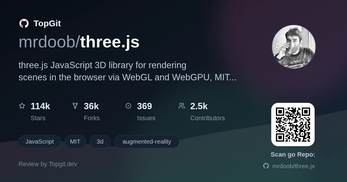 TopGit repo profile image for mrdoob/three.js