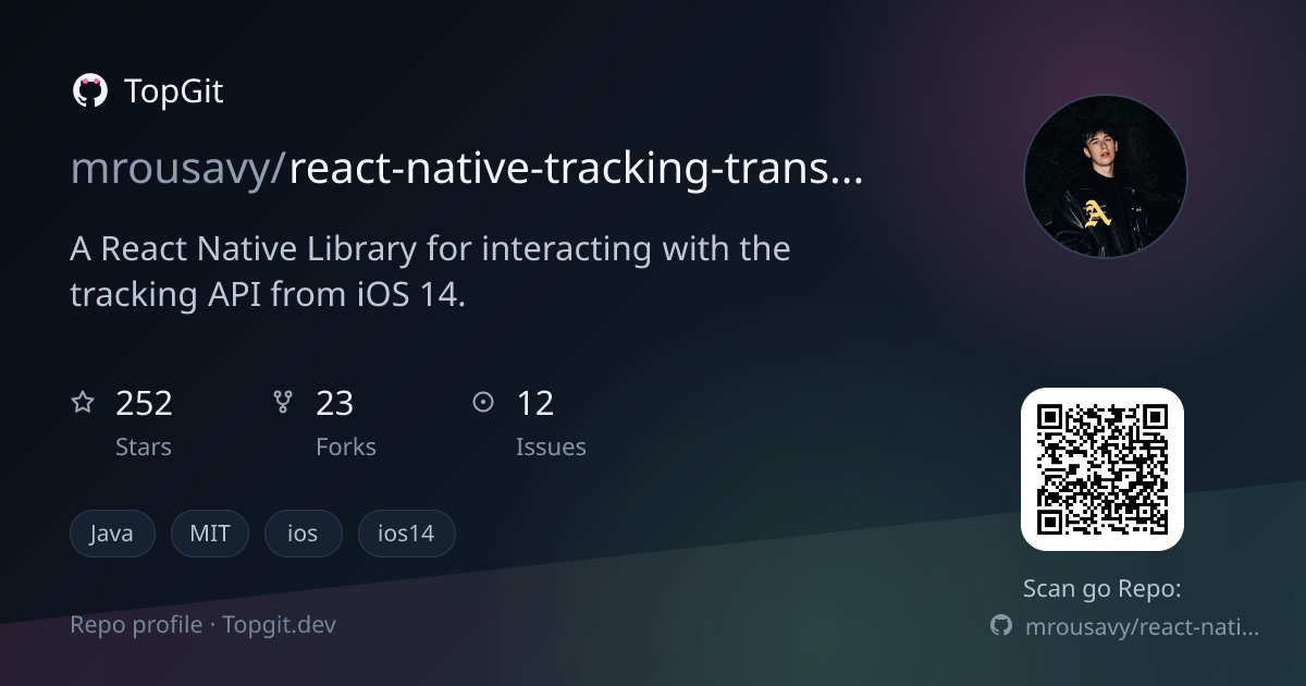 TopGit repo profile image for mrousavy/react-native-tracking-transparency