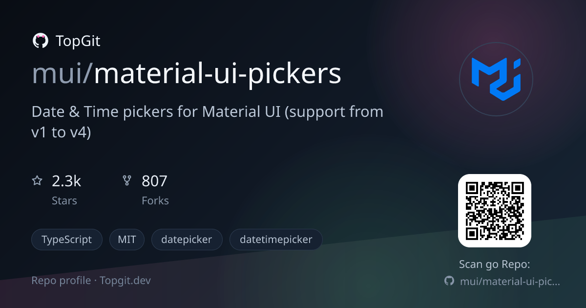TopGit repo profile image for mui/material-ui-pickers