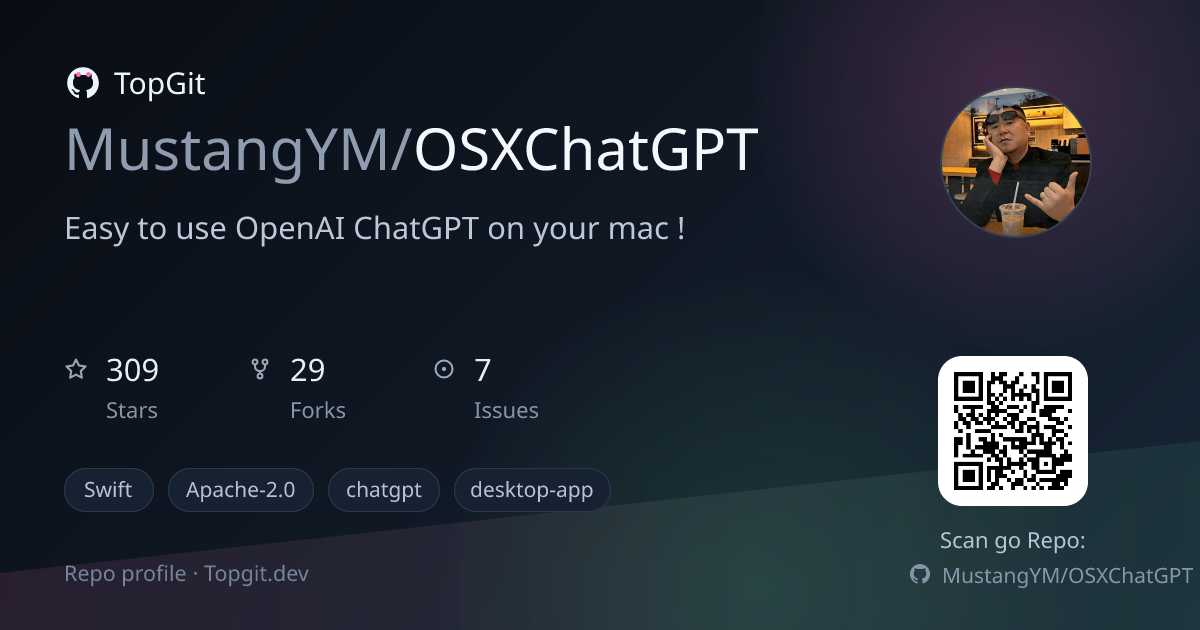TopGit repo profile image for MustangYM/OSXChatGPT