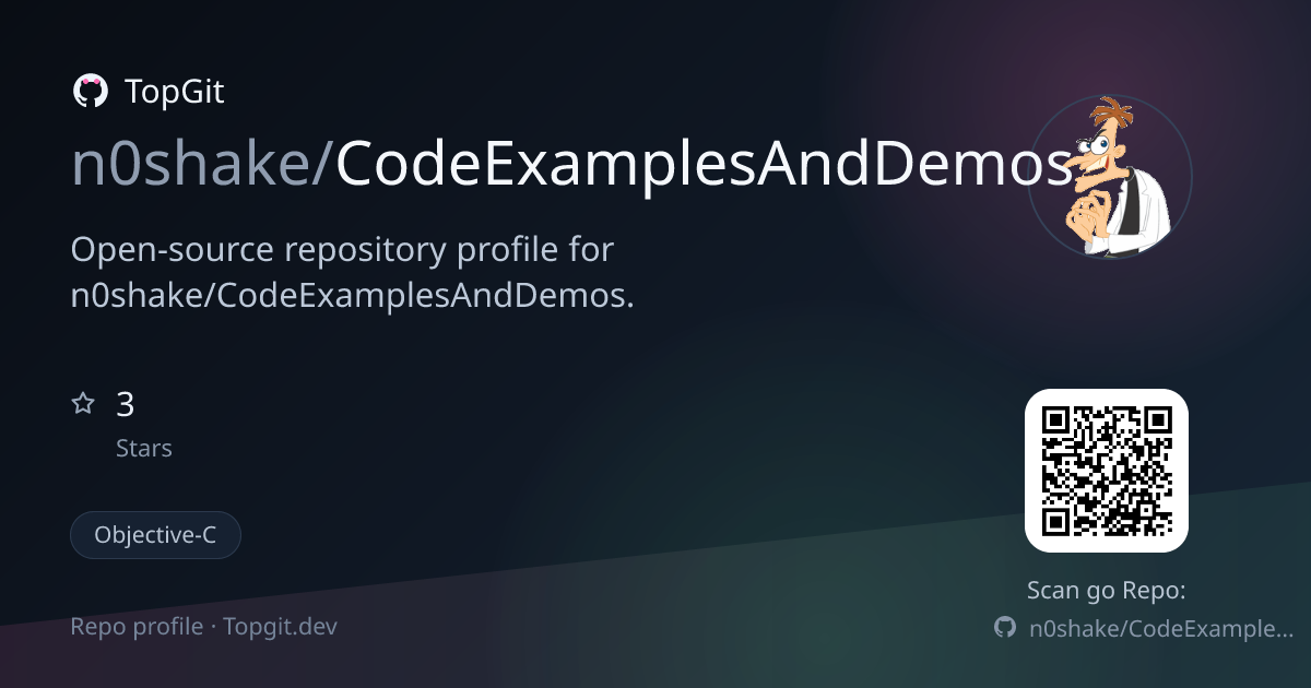 TopGit repo profile image for n0shake/CodeExamplesAndDemos