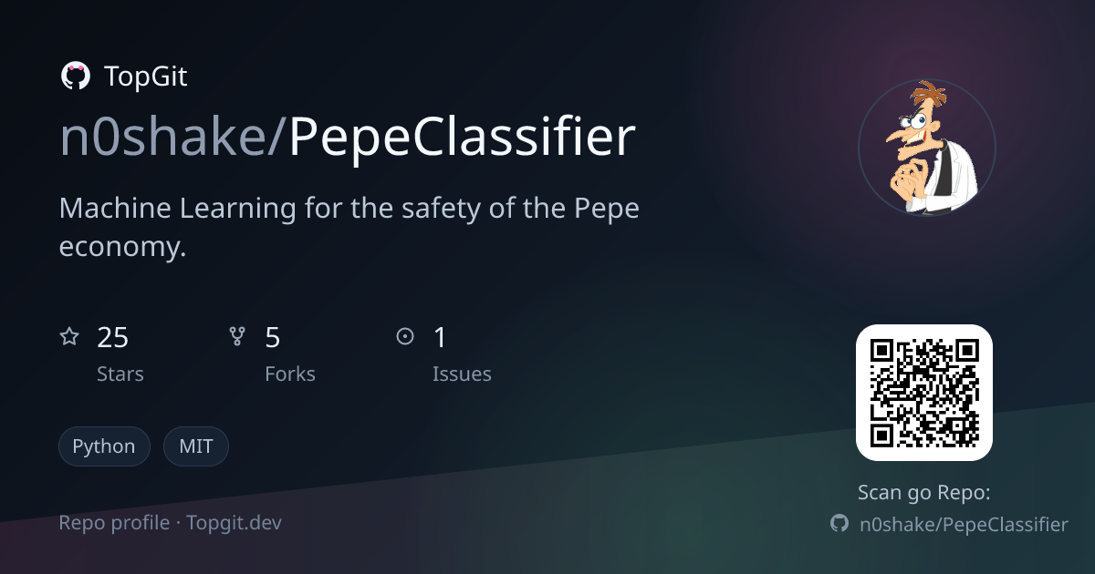 TopGit repo profile image for n0shake/PepeClassifier