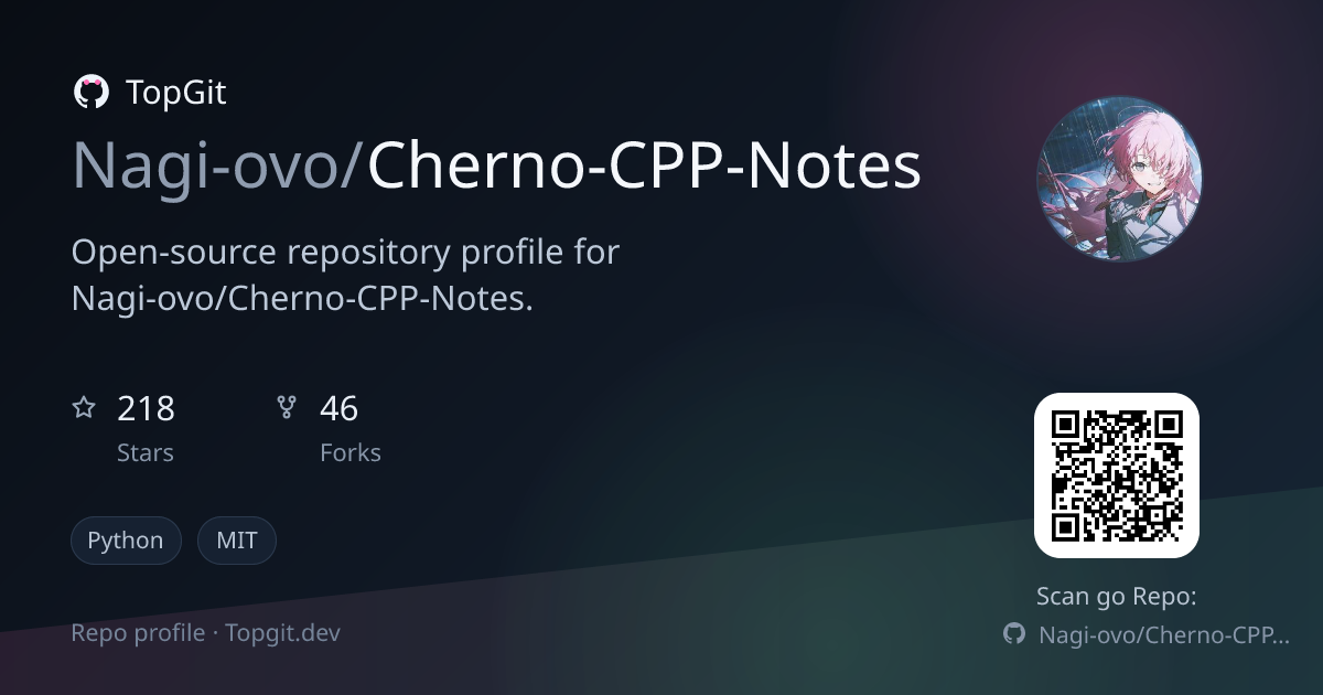 TopGit repo profile image for Nagi-ovo/Cherno-CPP-Notes