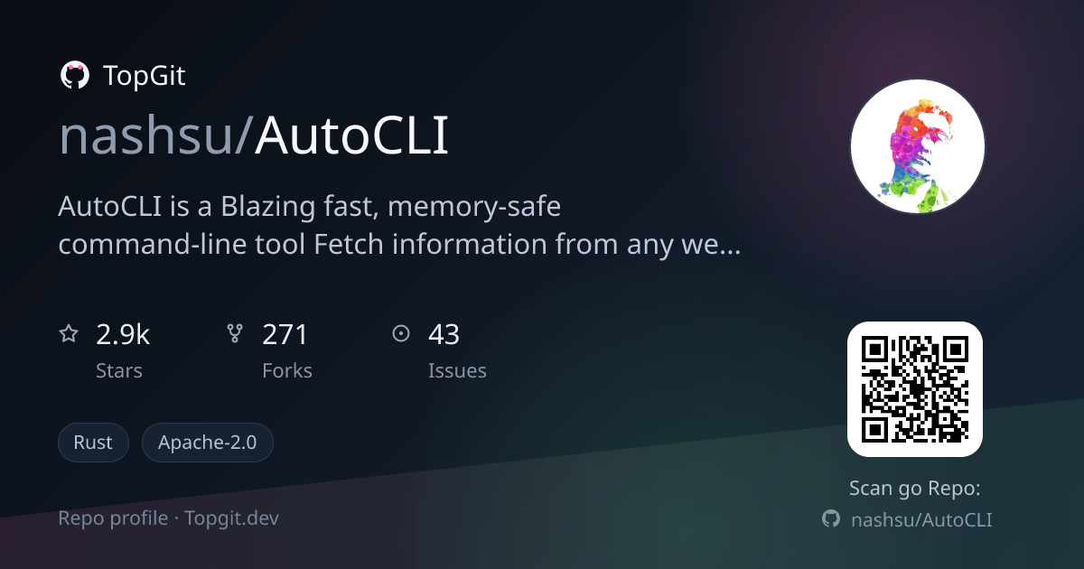 TopGit repo profile image for nashsu/AutoCLI