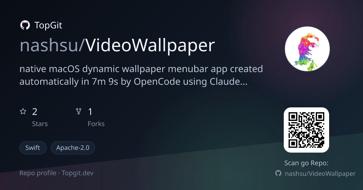 TopGit repo profile image for nashsu/VideoWallpaper