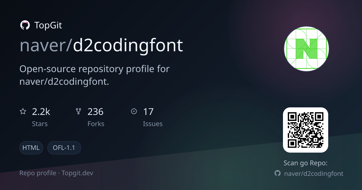 TopGit repo profile image for naver/d2codingfont