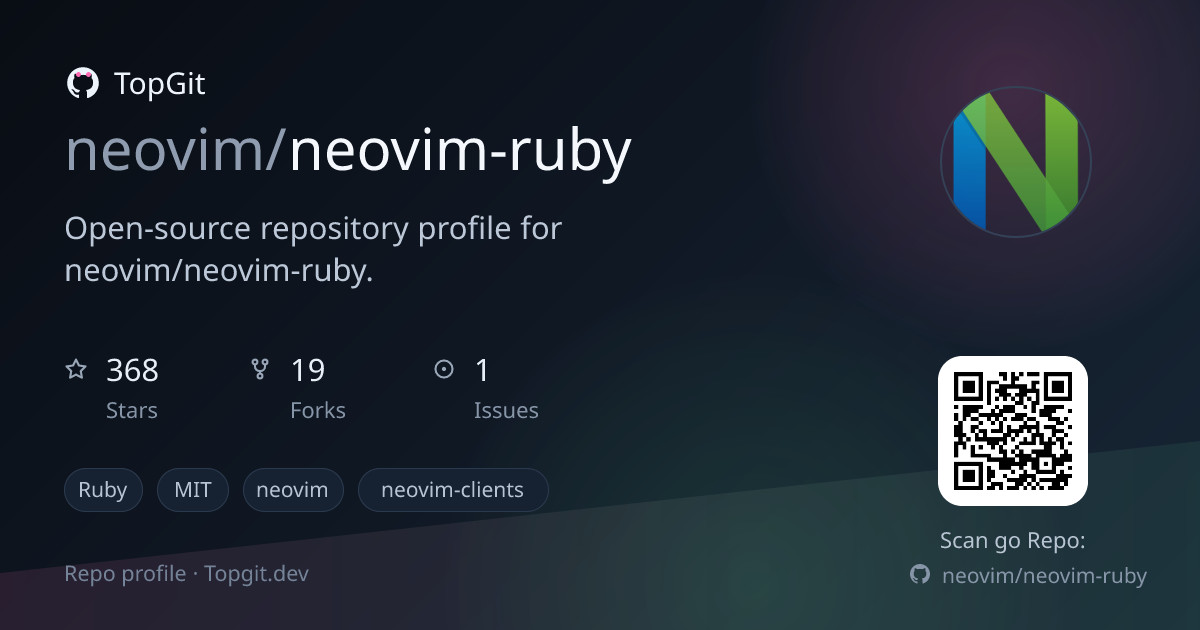 TopGit repo profile image for neovim/neovim-ruby