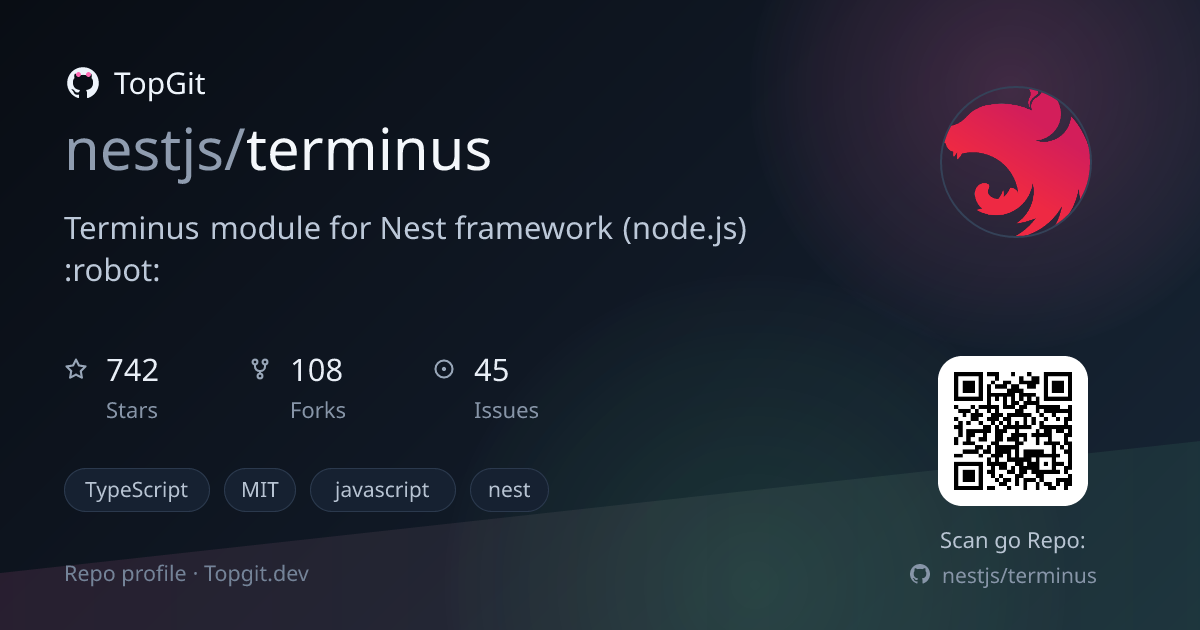 TopGit repo profile image for nestjs/terminus