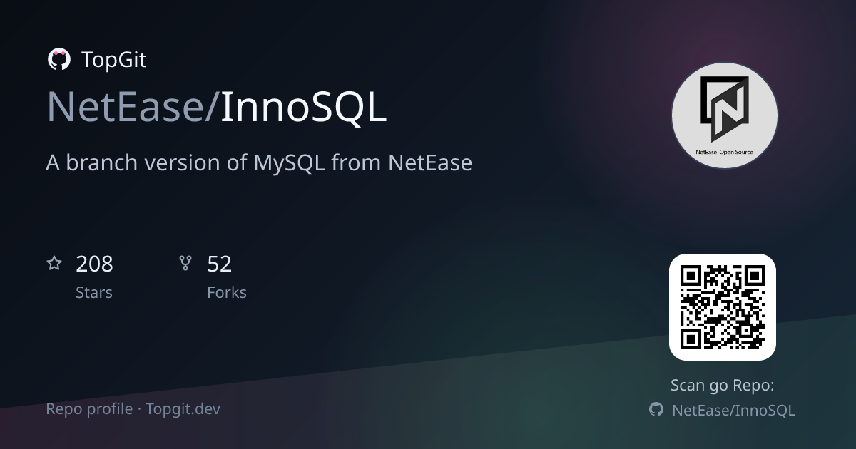 TopGit repo profile image for NetEase/InnoSQL