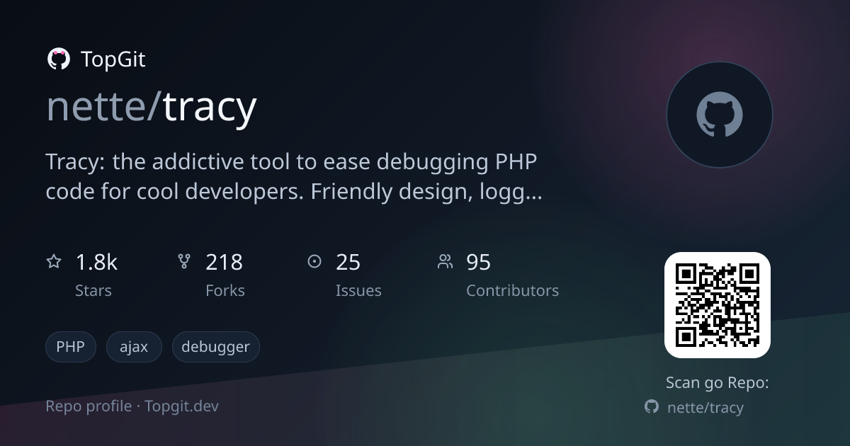 TopGit repo profile image for nette/tracy