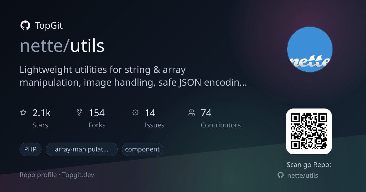 TopGit repo profile image for nette/utils