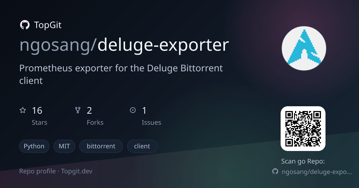 TopGit repo profile image for ngosang/deluge-exporter
