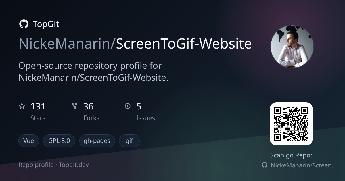 TopGit repo profile image for NickeManarin/ScreenToGif-Website