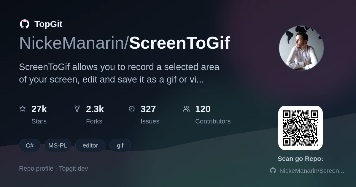 TopGit repo profile image for NickeManarin/ScreenToGif
