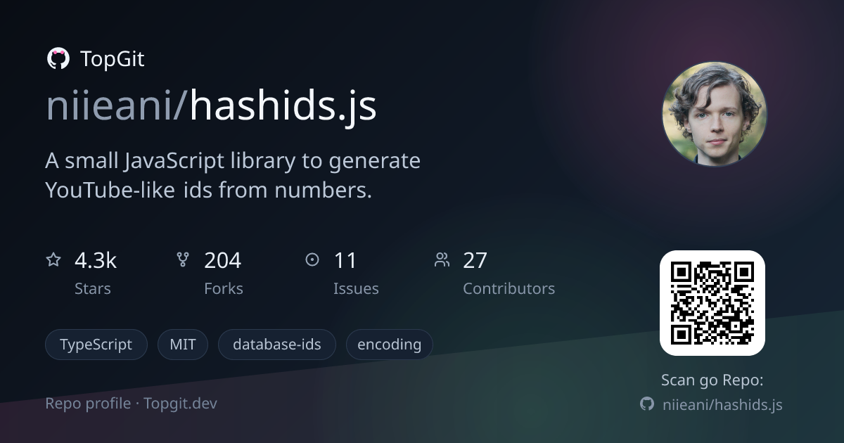 TopGit repo profile image for niieani/hashids.js