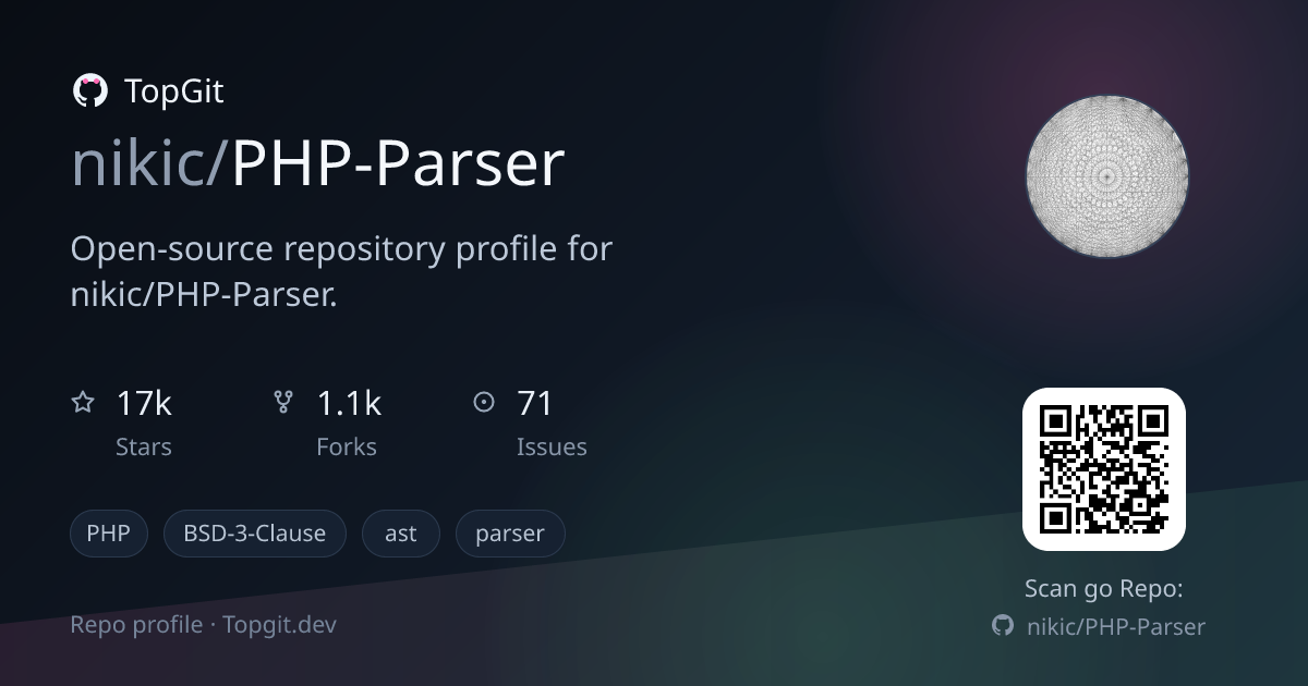 TopGit repo profile image for nikic/PHP-Parser