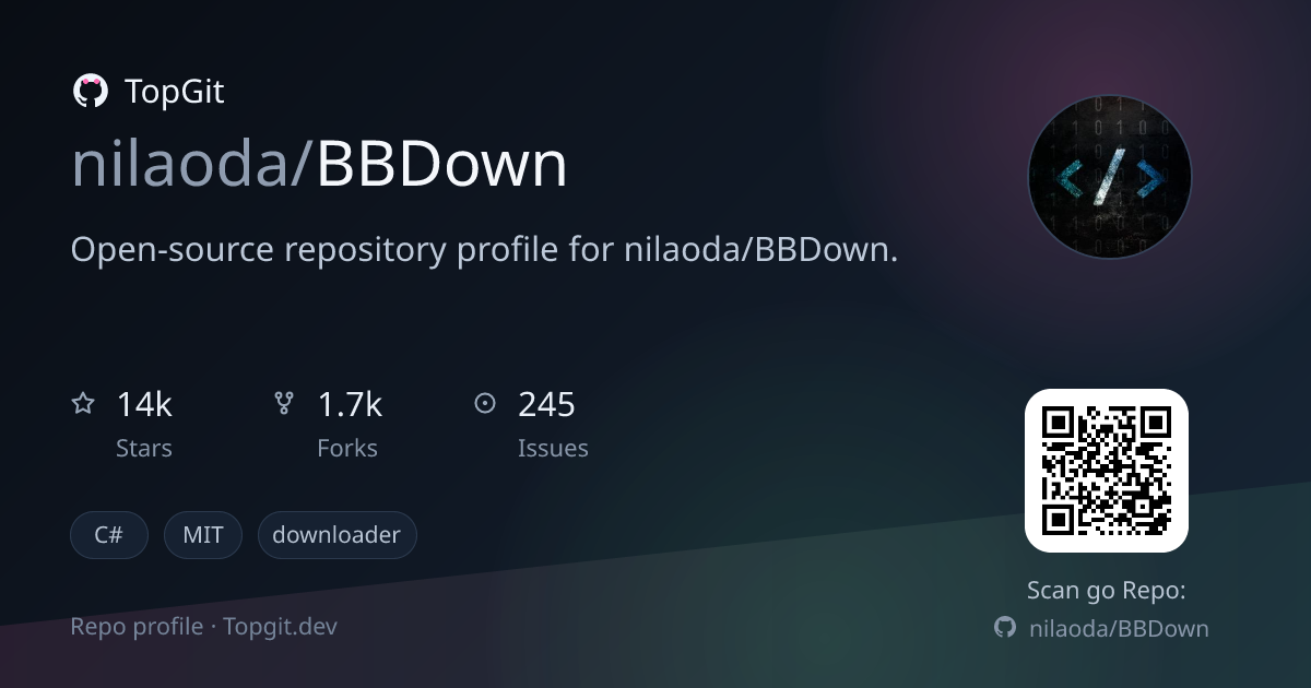 TopGit repo profile image for nilaoda/BBDown