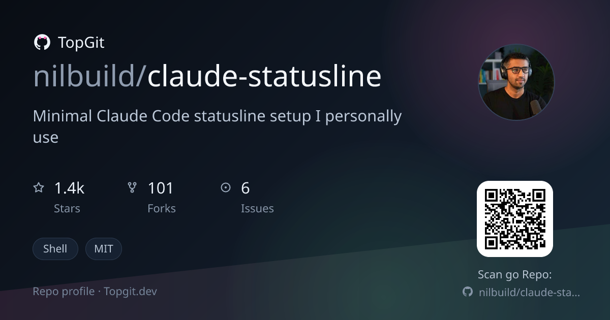 TopGit repo profile image for nilbuild/claude-statusline