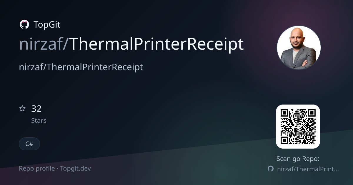TopGit repo profile image for nirzaf/ThermalPrinterReceipt