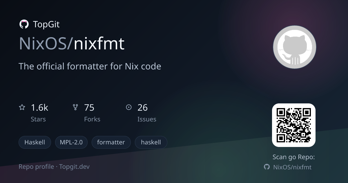 TopGit repo profile image for NixOS/nixfmt