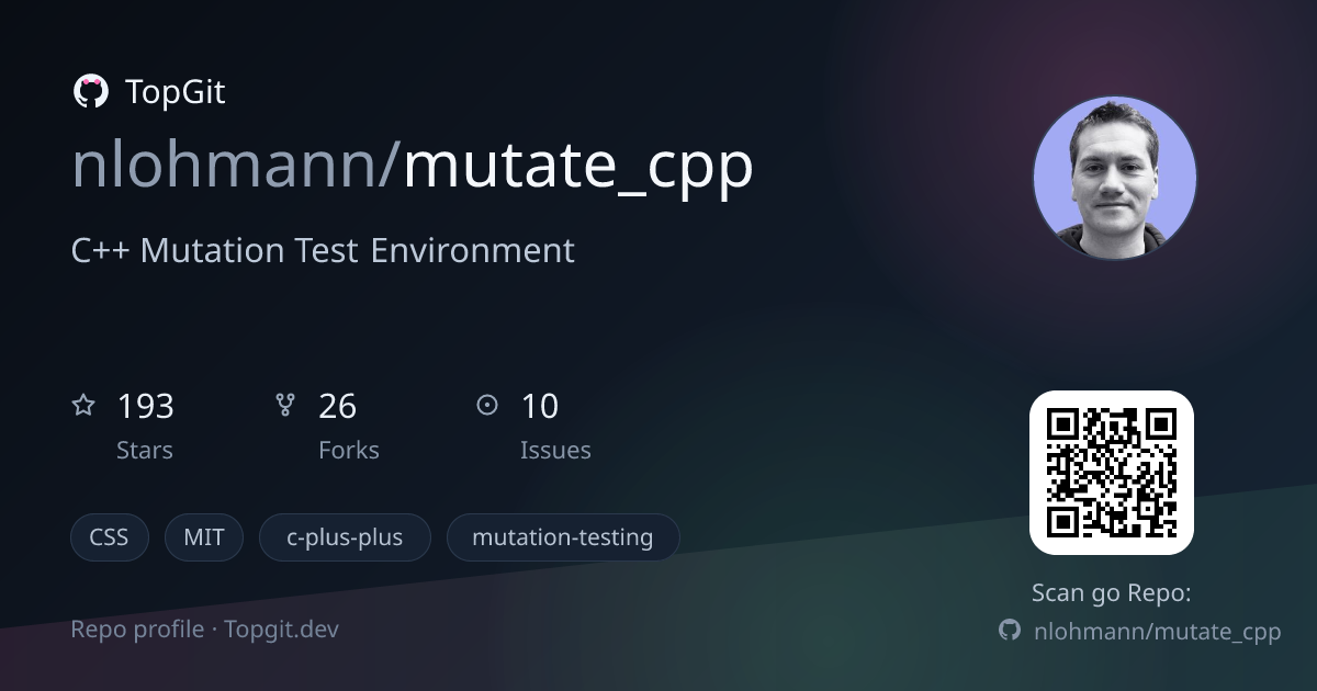 TopGit repo profile image for nlohmann/mutate_cpp