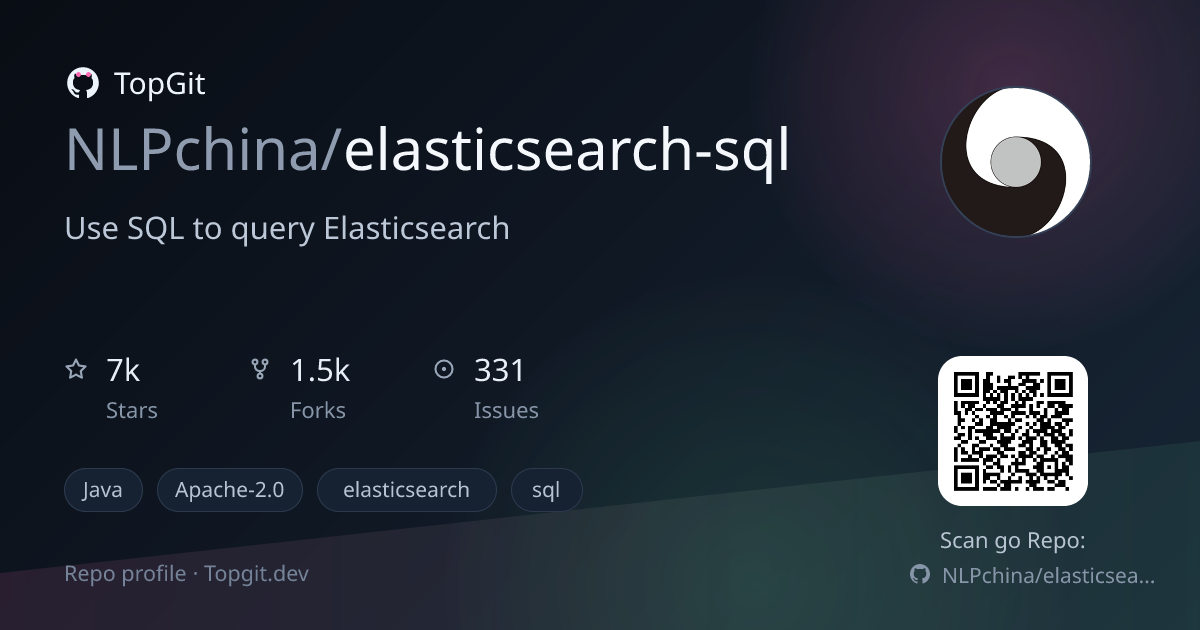 TopGit repo profile image for NLPchina/elasticsearch-sql