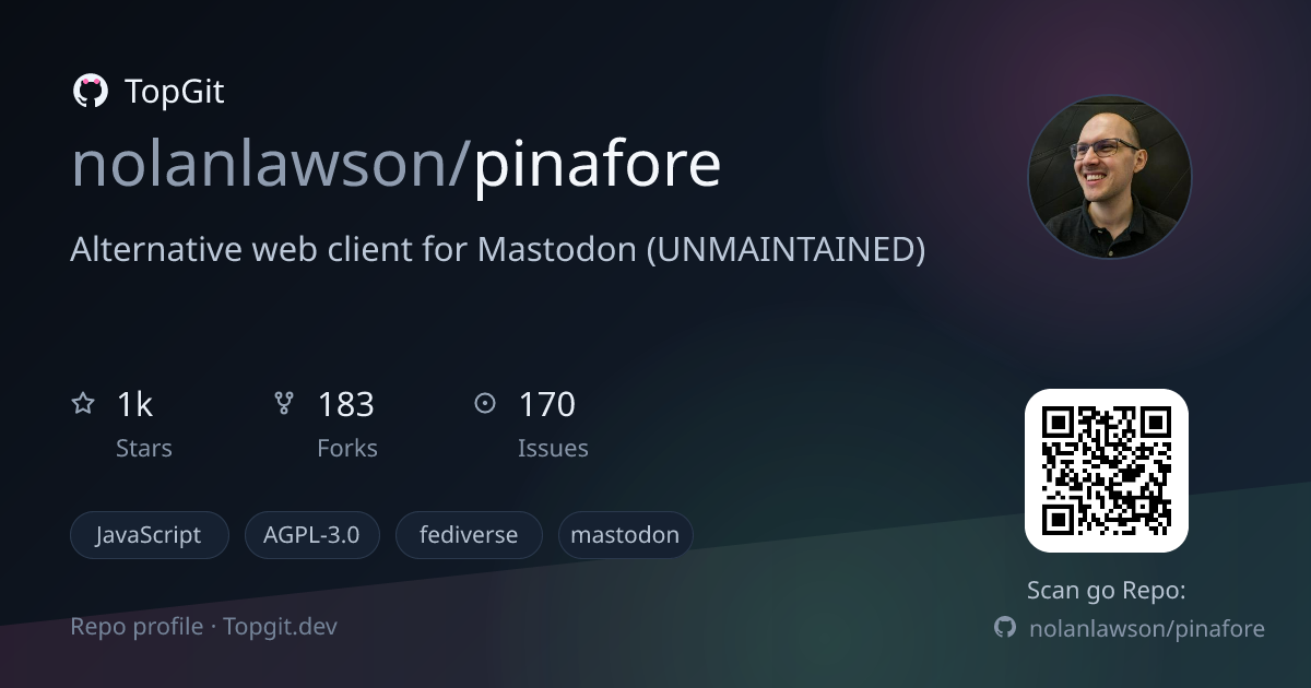 TopGit repo profile image for nolanlawson/pinafore