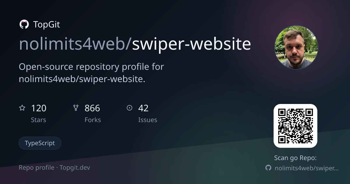 TopGit repo profile image for nolimits4web/swiper-website