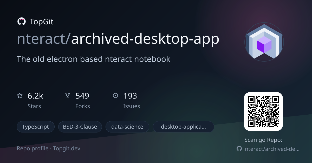 TopGit repo profile image for nteract/archived-desktop-app