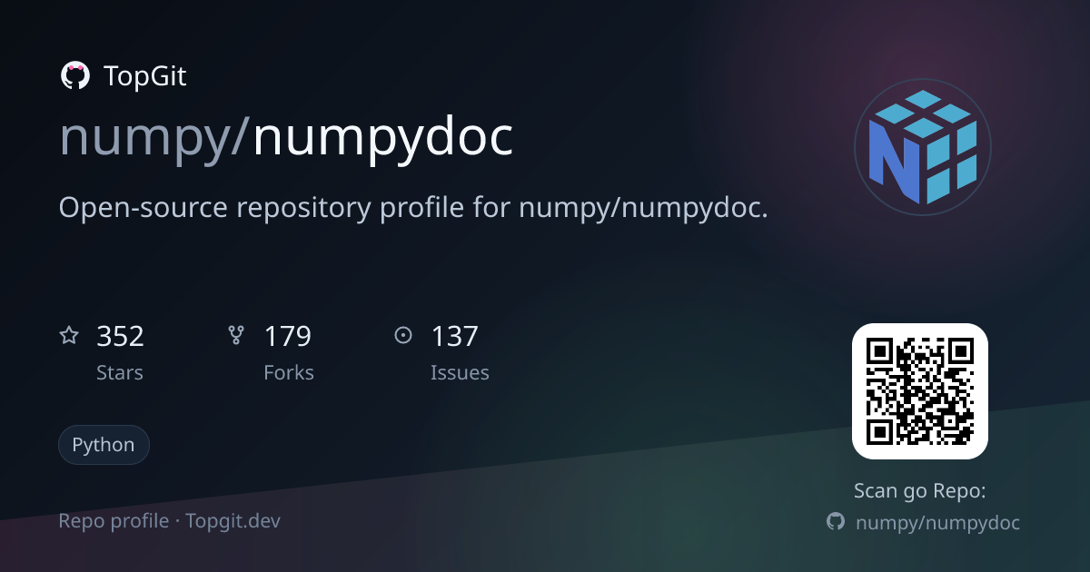 TopGit repo profile image for numpy/numpydoc