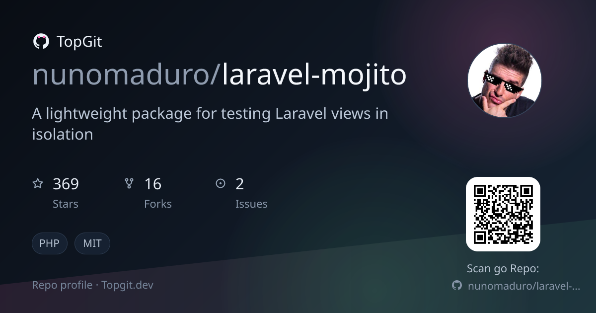 TopGit repo profile image for nunomaduro/laravel-mojito