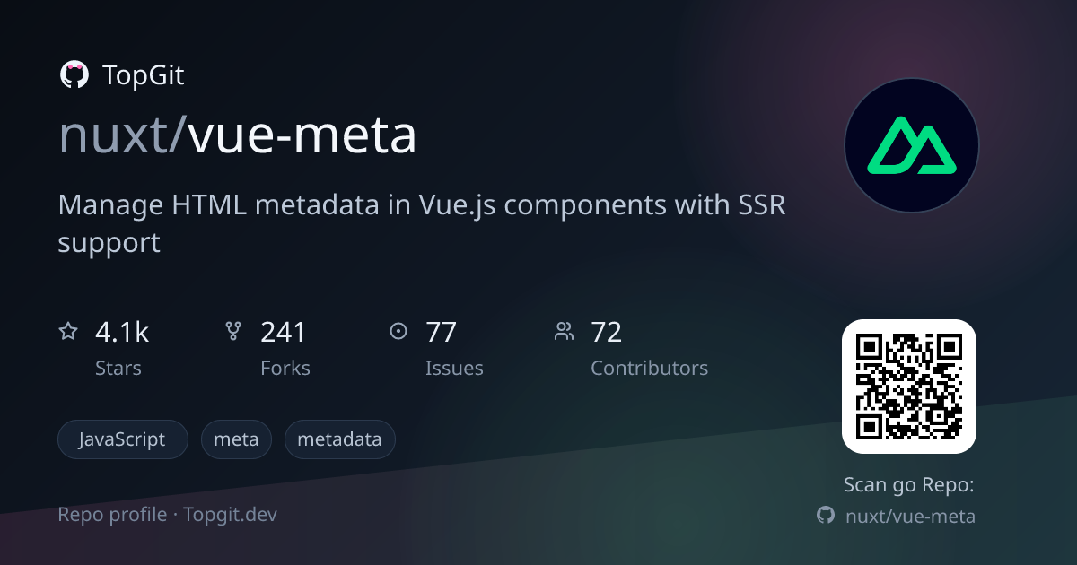 TopGit repo profile image for nuxt/vue-meta