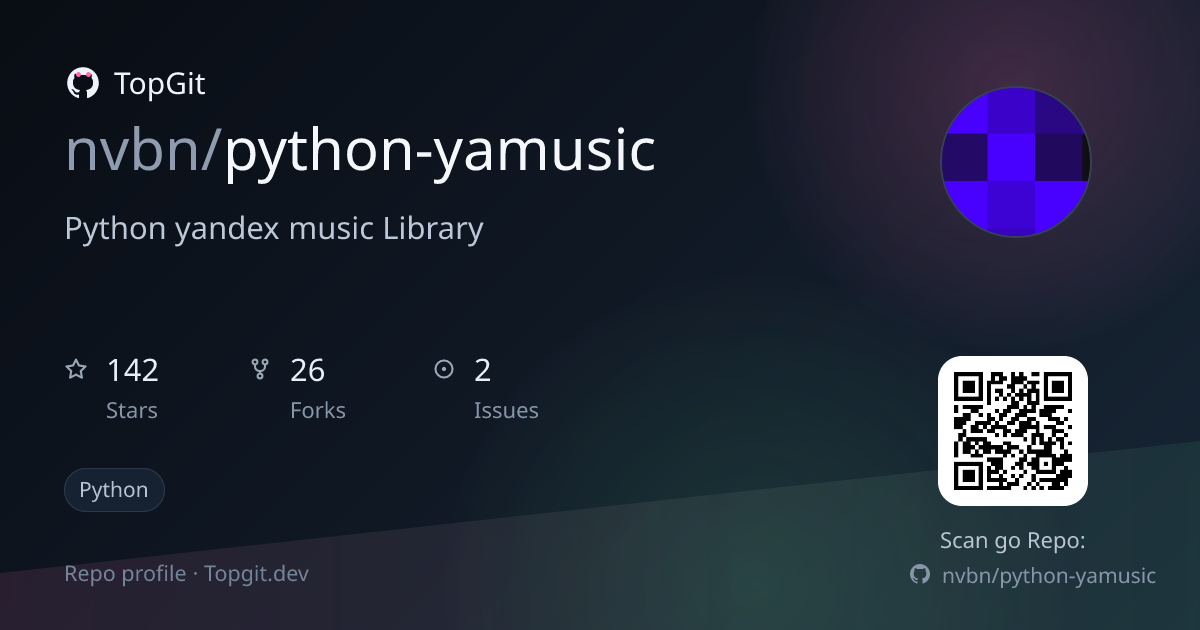 TopGit repo profile image for nvbn/python-yamusic