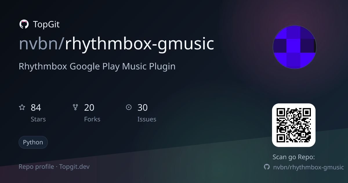 TopGit repo profile image for nvbn/rhythmbox-gmusic