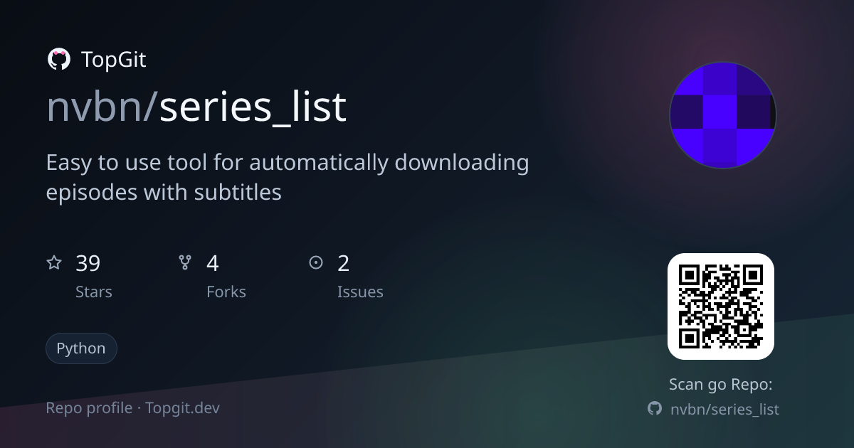 TopGit repo profile image for nvbn/series_list