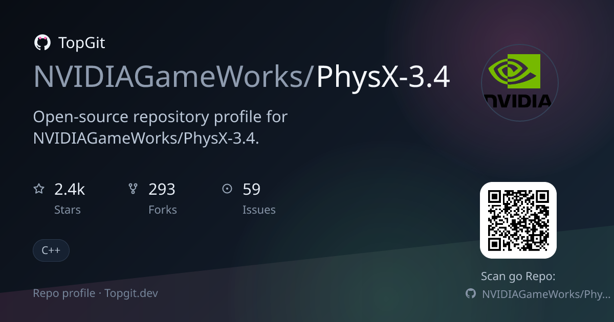 TopGit repo profile image for NVIDIAGameWorks/PhysX-3.4