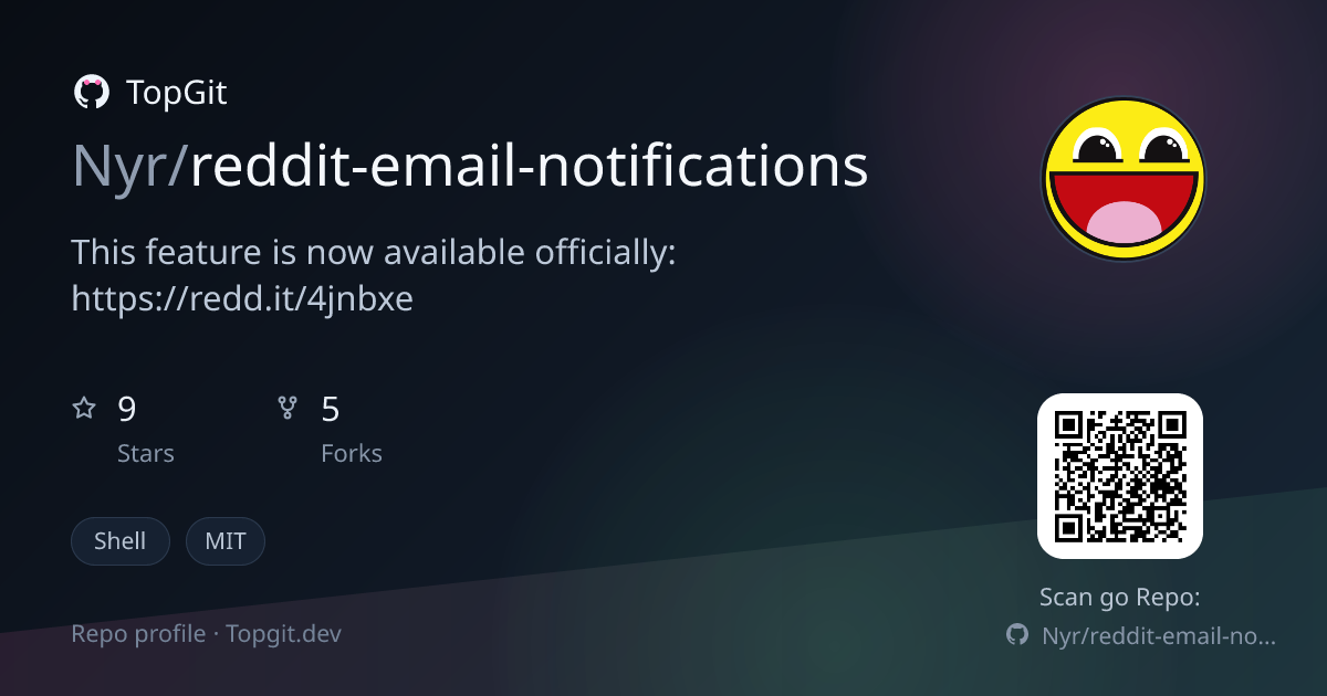 TopGit repo profile image for Nyr/reddit-email-notifications