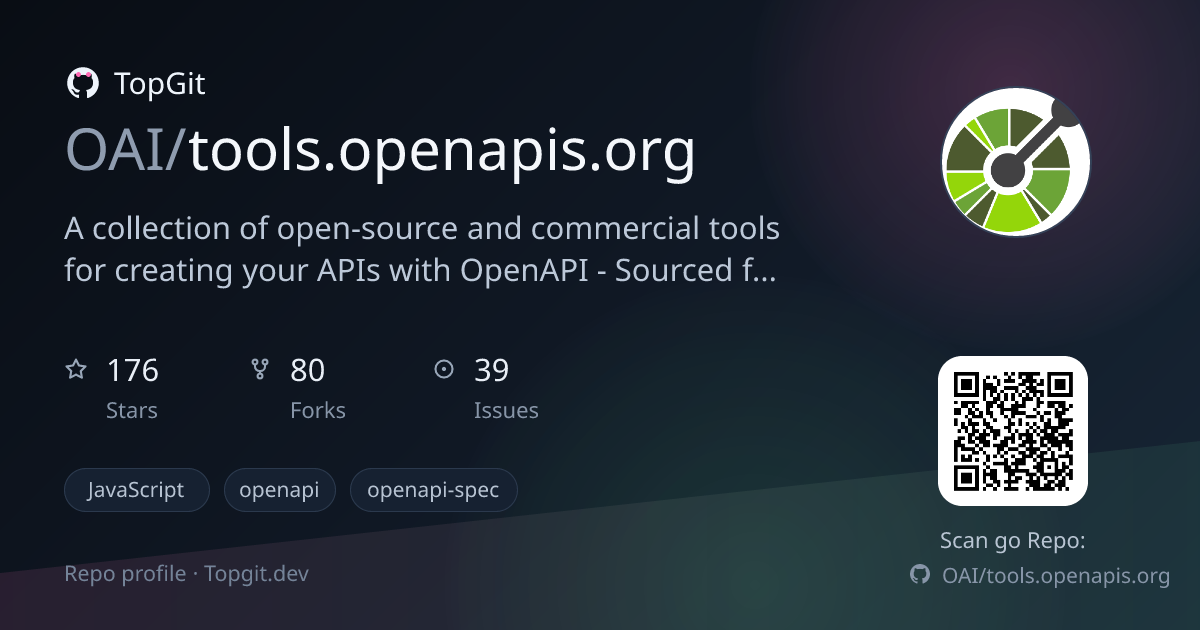 TopGit repo profile image for OAI/tools.openapis.org