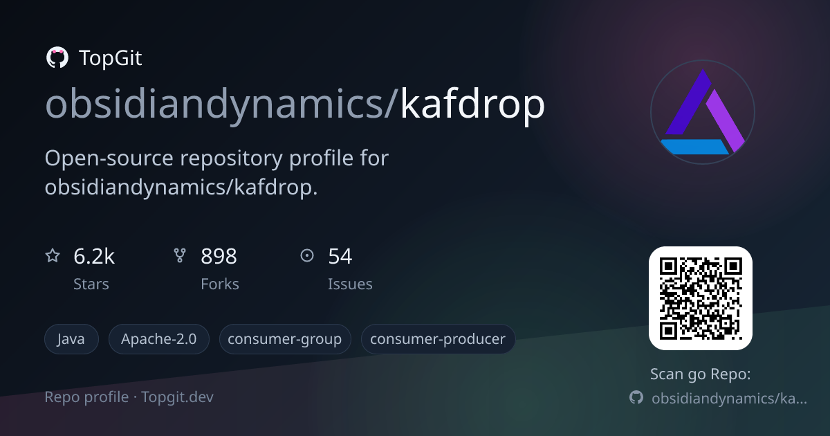 TopGit repo profile image for obsidiandynamics/kafdrop