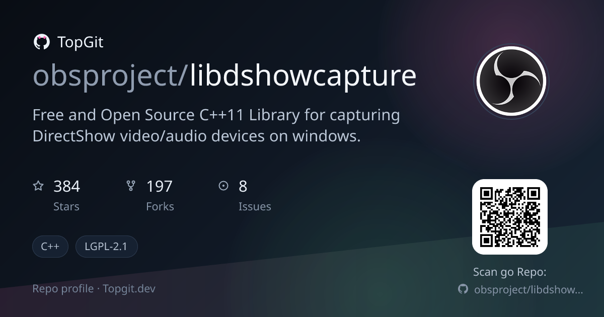 TopGit repo profile image for obsproject/libdshowcapture