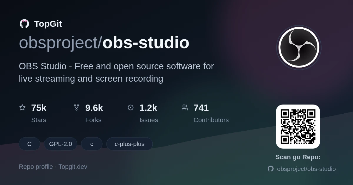 TopGit repo profile image for obsproject/obs-studio