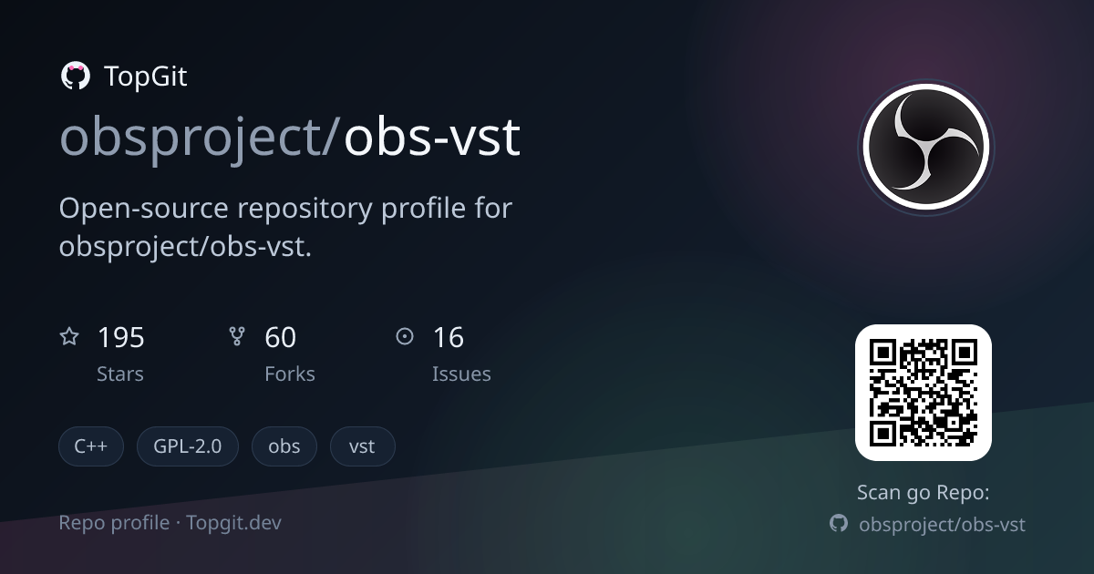 TopGit repo profile image for obsproject/obs-vst