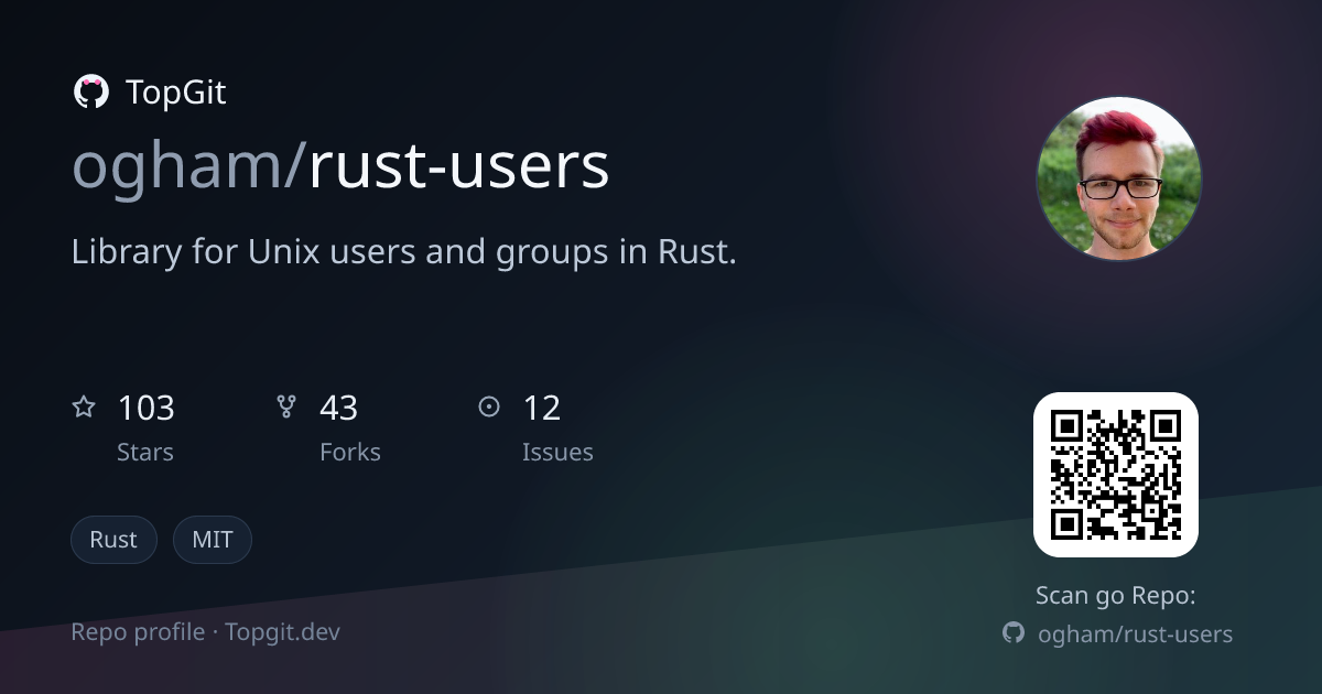 TopGit repo profile image for ogham/rust-users