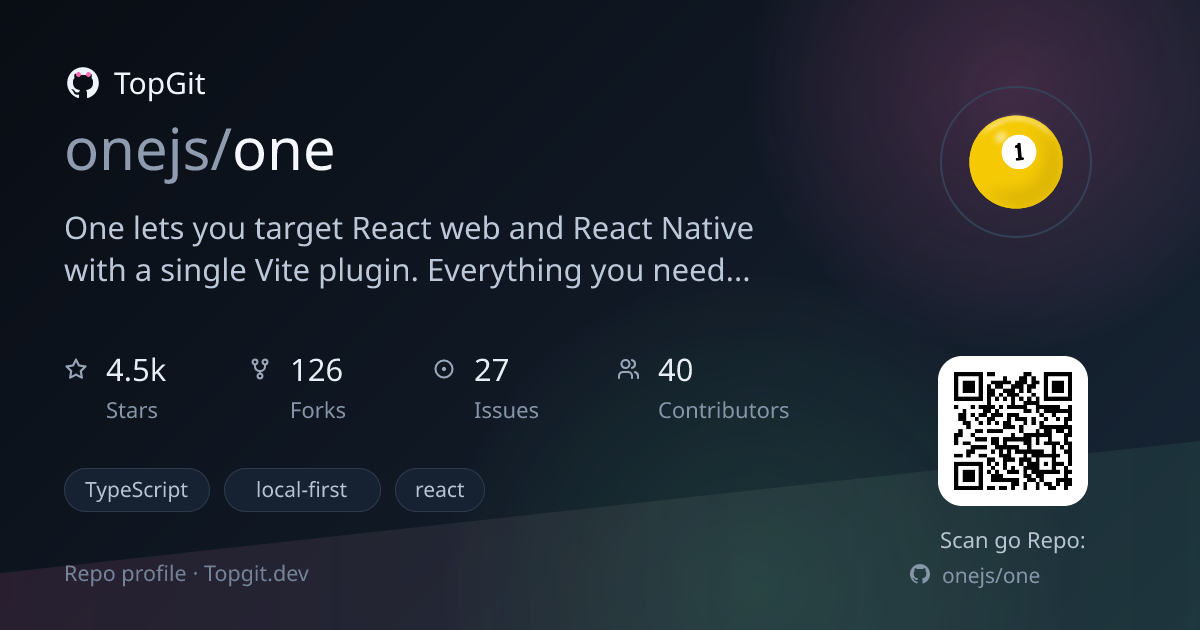 TopGit repo profile image for onejs/one