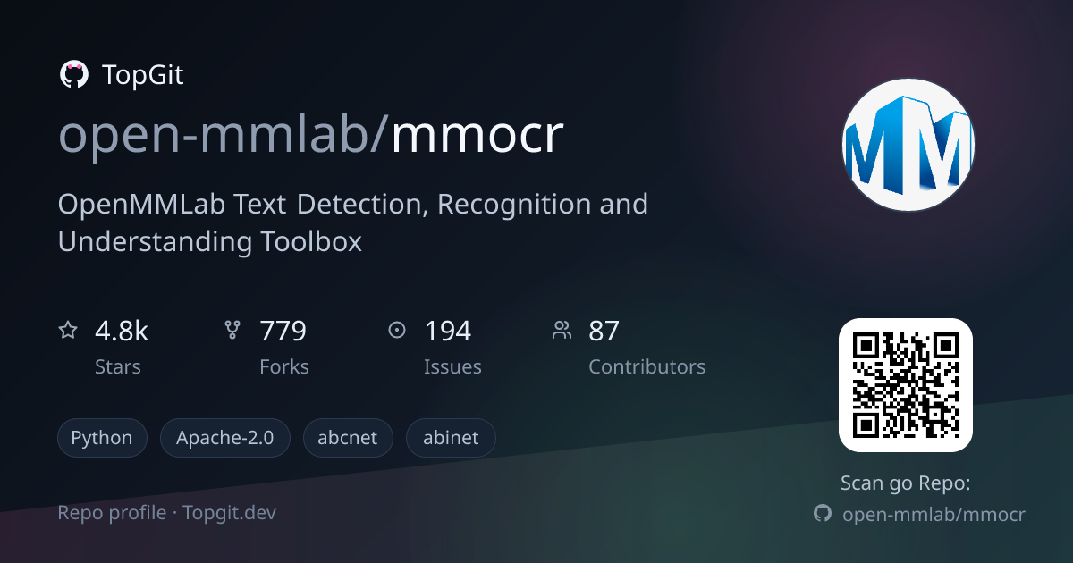 TopGit repo profile image for open-mmlab/mmocr