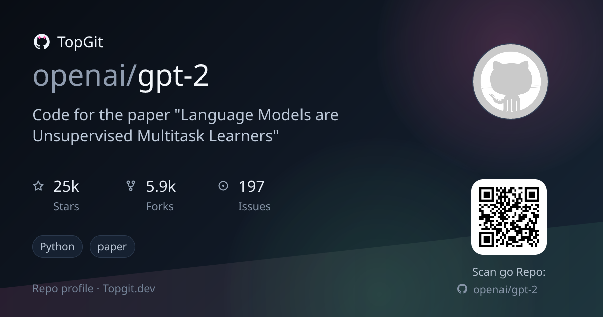 TopGit repo profile image for openai/gpt-2