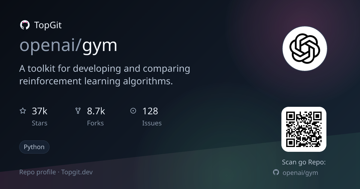 TopGit repo profile image for openai/gym